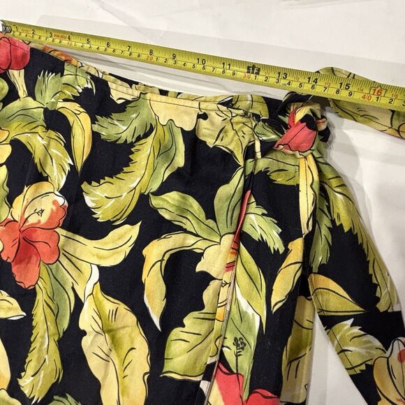 TALBOTS Women’s 10 Tropical Wrap Linen Blend Skirt Side Tie - Picture 7 of 10